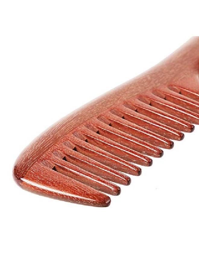 Handmade 100% Natural Red Sandalwood Hair Combs Antistatic Sandalwood Scent Natural Hair Detangler Wooden Comb (Red Sandalwood Extra Wide Tooth)