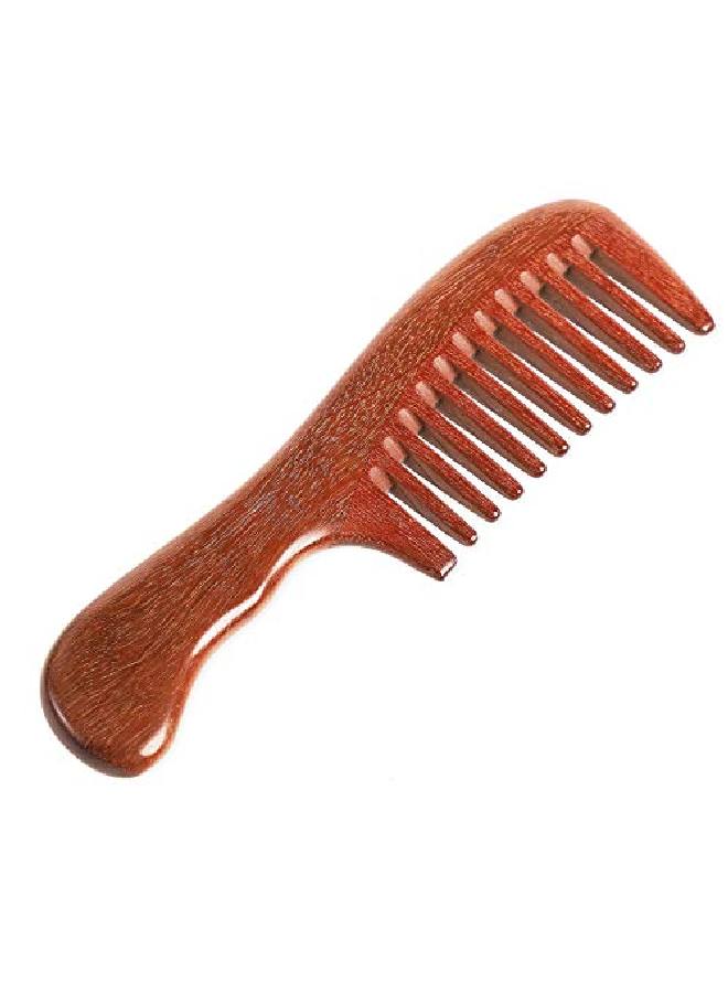 Handmade 100% Natural Red Sandalwood Hair Combs Antistatic Sandalwood Scent Natural Hair Detangler Wooden Comb (Red Sandalwood Extra Wide Tooth)