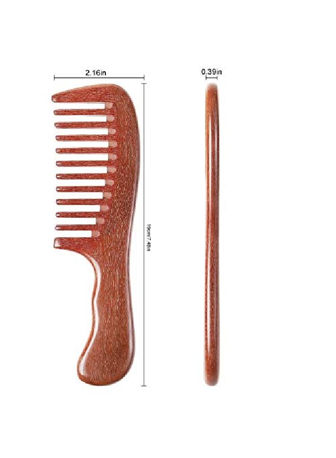 Handmade 100% Natural Red Sandalwood Hair Combs Antistatic Sandalwood Scent Natural Hair Detangler Wooden Comb (Red Sandalwood Extra Wide Tooth)