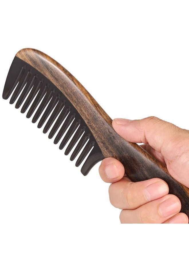 Handmade 100% Natural Chacate Preto Wood Hair Combs Antistatic Sandalwood Scent Natural Hair Detangler Wooden Comb (Wide Tooth)