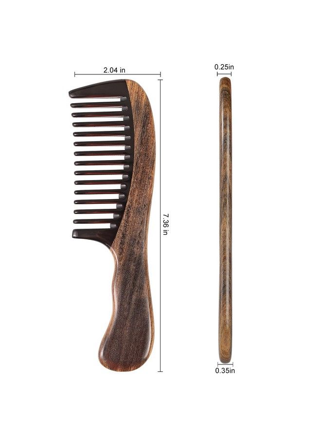 Handmade 100% Natural Chacate Preto Wood Hair Combs Antistatic Sandalwood Scent Natural Hair Detangler Wooden Comb (Wide Tooth)