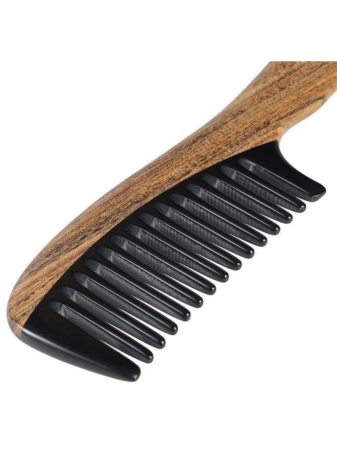 Handmade 100% Natural Chacate Preto Wood Hair Combs Antistatic Sandalwood Scent Natural Hair Detangler Wooden Comb (Wide Tooth)