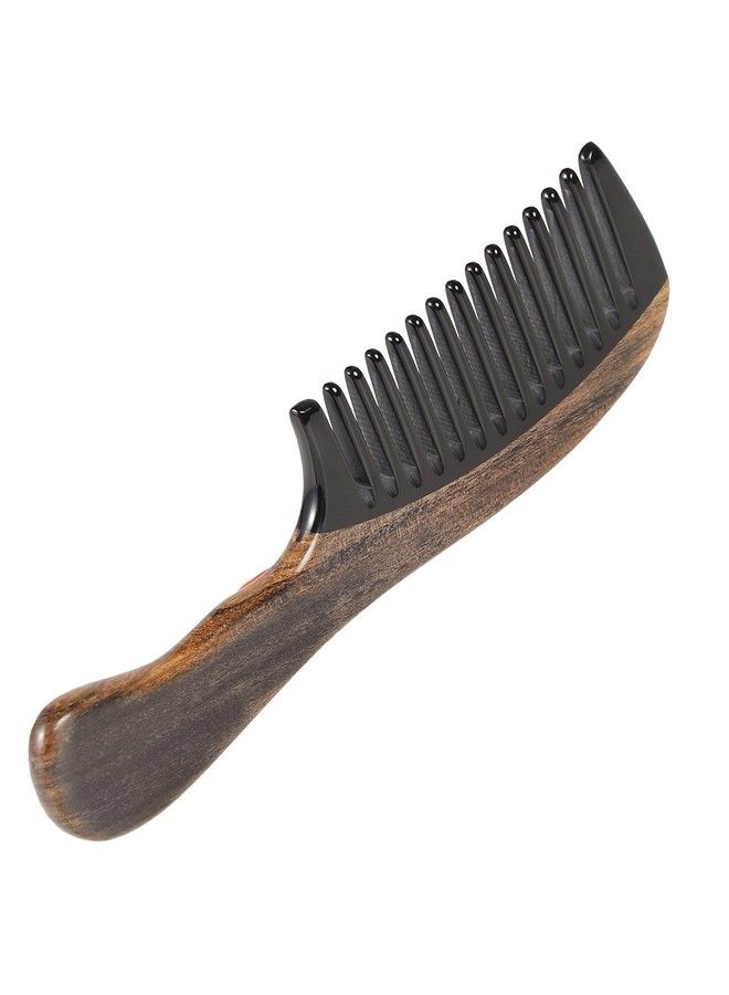 Handmade 100% Natural Chacate Preto Wood Hair Combs Antistatic Sandalwood Scent Natural Hair Detangler Wooden Comb (Wide Tooth)