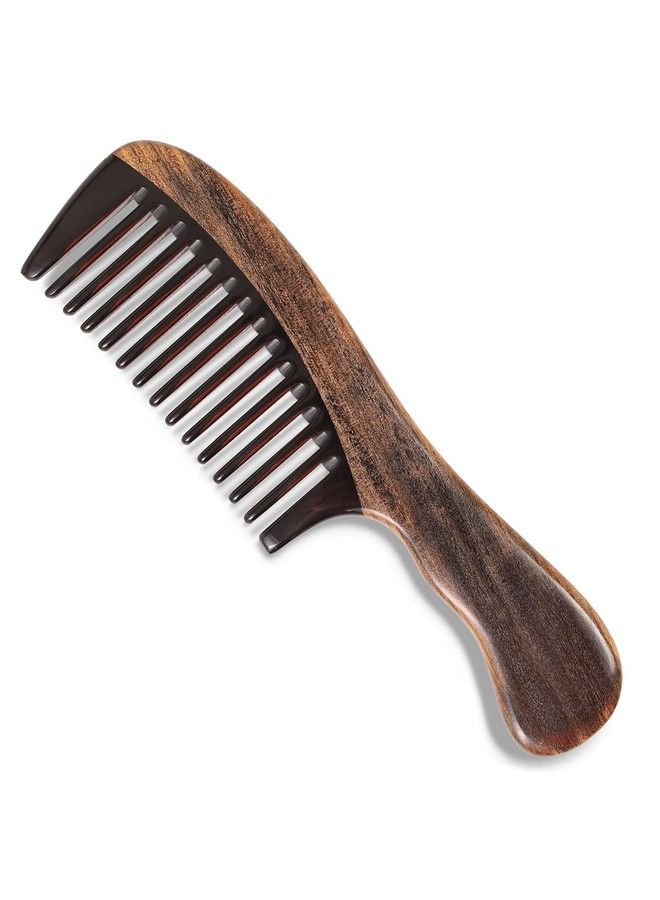 Handmade 100% Natural Chacate Preto Wood Hair Combs Antistatic Sandalwood Scent Natural Hair Detangler Wooden Comb (Wide Tooth)