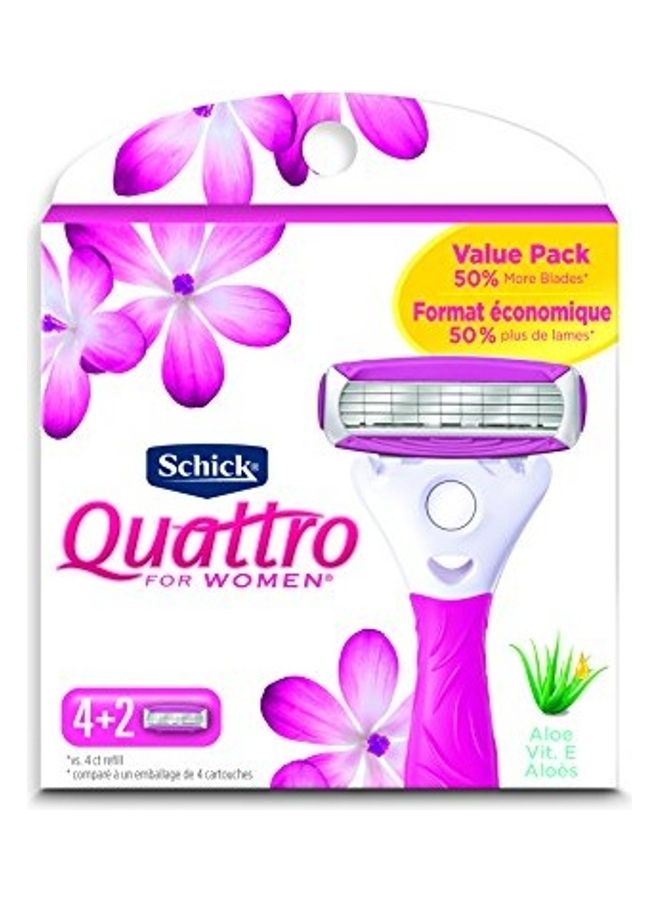 Ultra Smooth Razor Blade Refills for Women Value Pack of 6 Purple/White