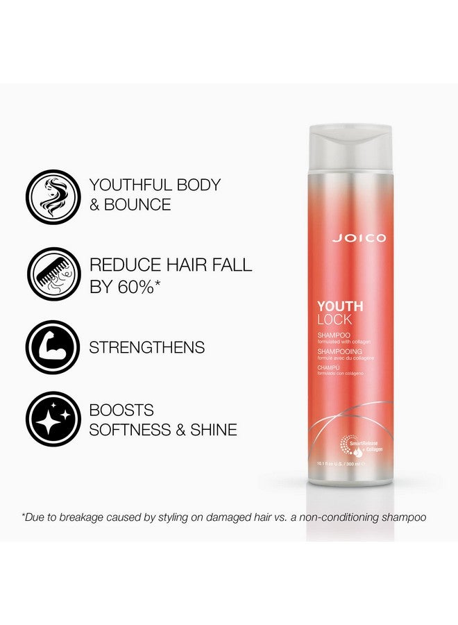 Youthlock Shampoo & Conditioner Set Formulated With Collagen ; Youthful Body & Bounce ; Reduce Breakage & Frizz ; Free Of Sls/Sles Sulfates