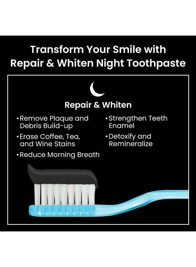 Quasonic 2Pack Of Repair & Whiten Night Toothpaste ; Strengthen & Harden Tooth Enamel ; Activated Charcoal Detoxifies Mouth & Freshens Breath ; Fluoridefree Peroxidefree Whitening Formula