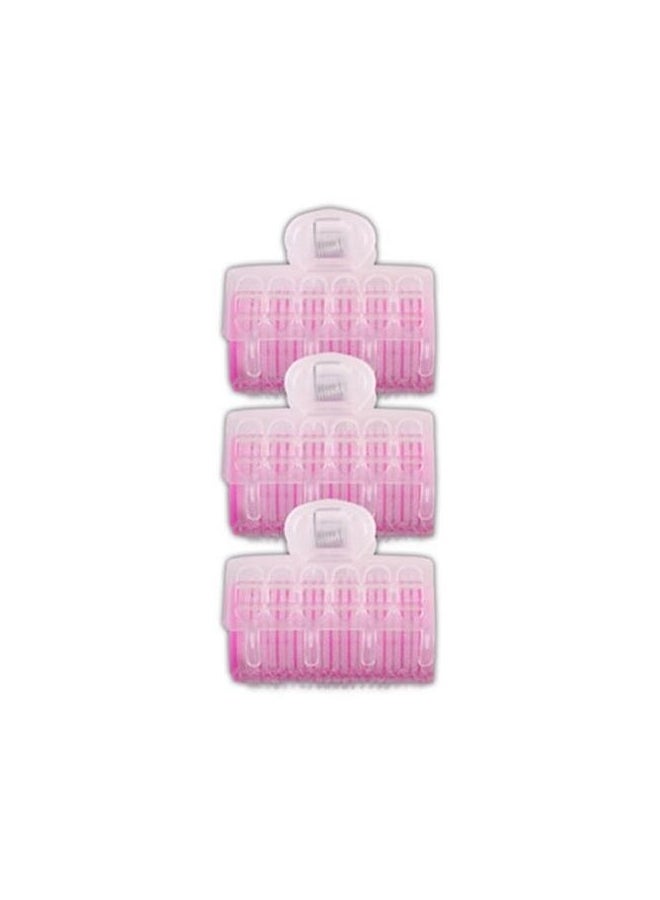 3-Piece Curling Rollers Pink/Clear