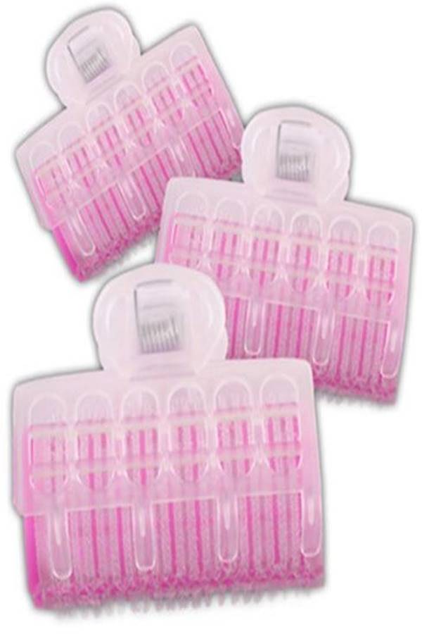 3-Piece Curling Rollers Pink/Clear