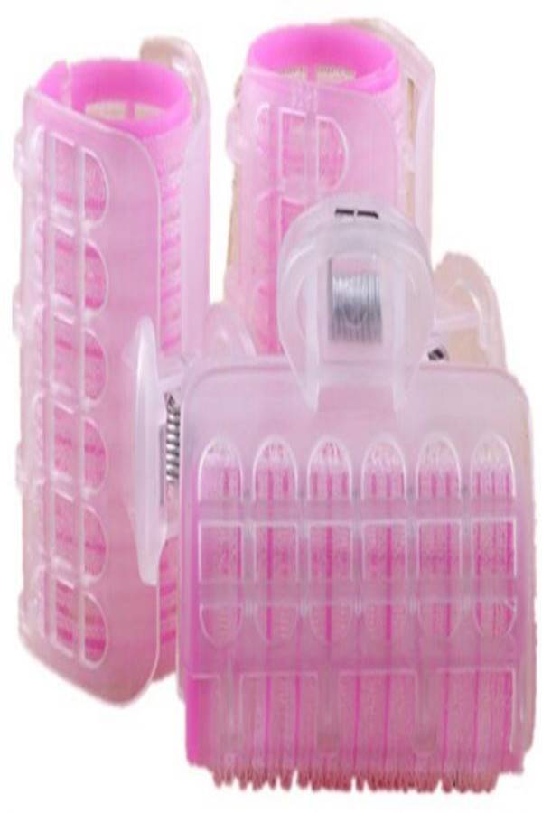 3-Piece Curling Rollers Pink/Clear