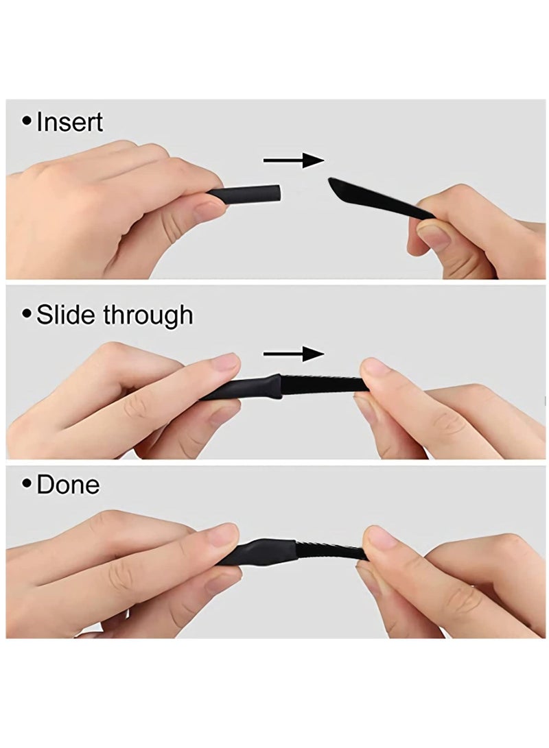 Adjustable Glasses Strap, Universal Fit Sports Sunglasses Retainer, Upgrade No Tail Anti-Slip Eyeglass Comes With Ear Hook-4Pairs, Men, Women, Children (4Pcs Elegant Black)