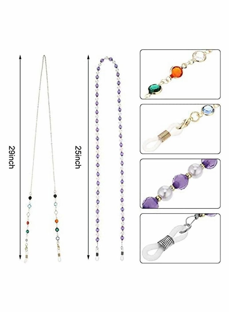 Eyeglasses Chains Beaded Sunglasses Strap Holder Elegant Eyewear Retainer Chain, 8 Styles