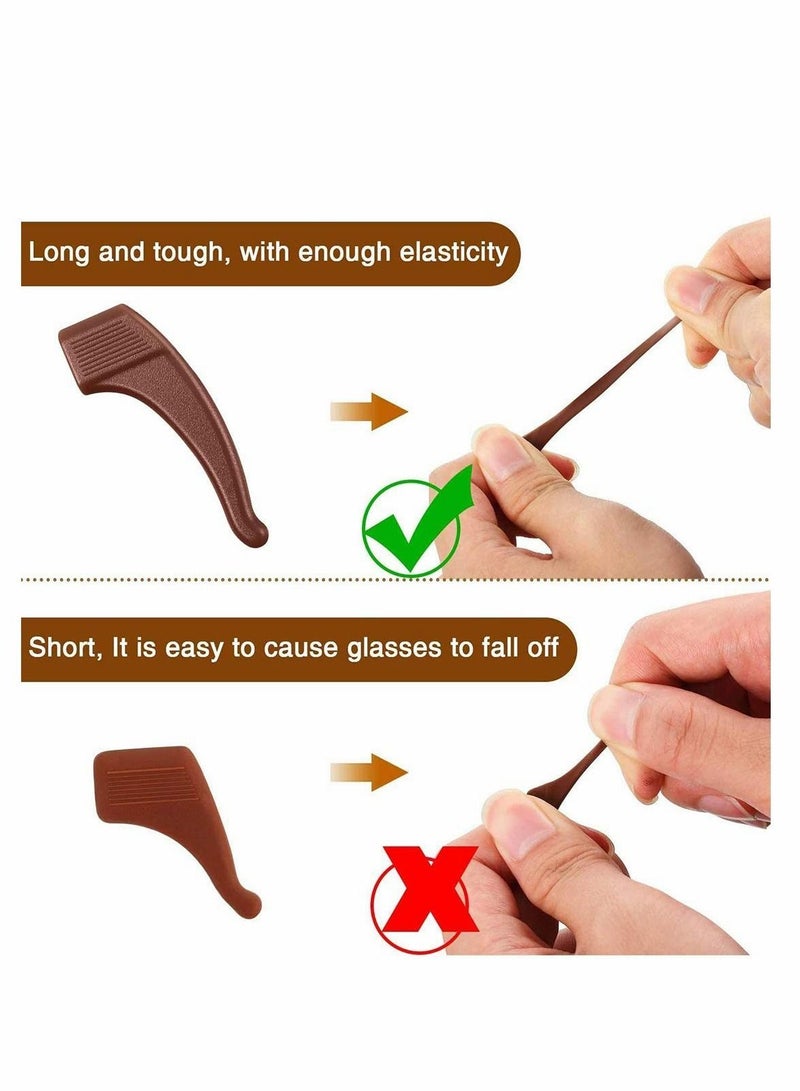 9 Pairs Glasses Ear Grip Hook, Silicone Temple Tip Holders Anti-Slip Protectors, Eyeglasses Retainers Stoppers in Black, Clear, Brown