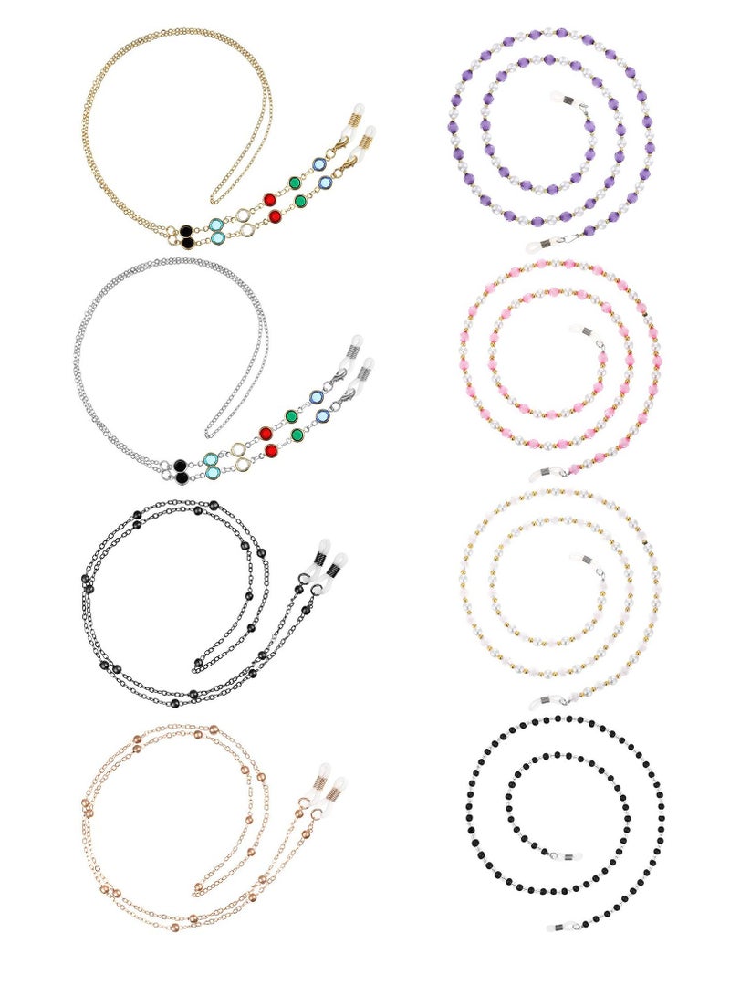 8pcs Glasses Chain Beaded Sunglasses Strap Holder, Elegant Holder Chain, Women's Women, 8 Styles