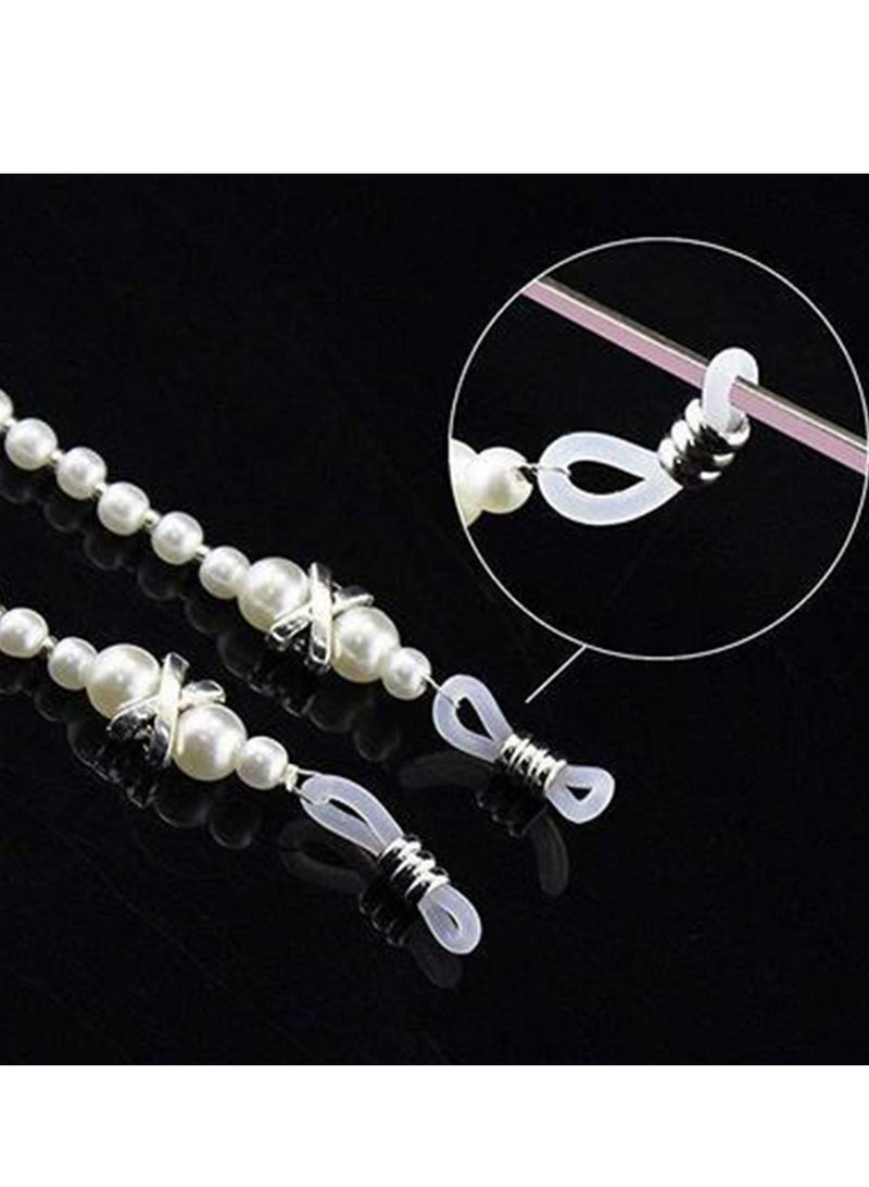 Sunglasses Chain Pearl Eyeglass Mask Holder Hook and Loop Closure Anti-Lost Elegant Reading Glasses Myopic Scope Eyewear Lanyards for Women Girls 2PCS