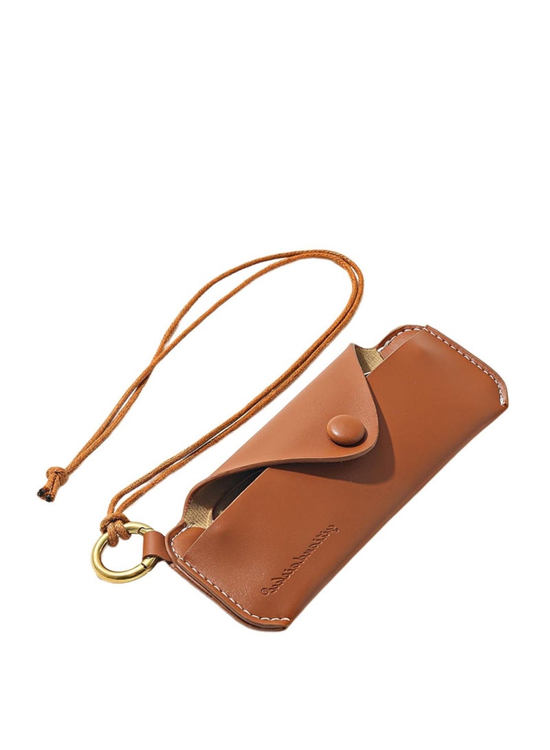 Glasses Pouch, Leather Case Holder, Soft, Portable Universal Genuine Slim Eyeglass Pouch for Sunglasses Reading