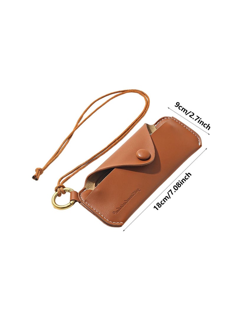 Glasses Pouch, Leather Case Holder, Soft, Portable Universal Genuine Slim Eyeglass Pouch for Sunglasses Reading