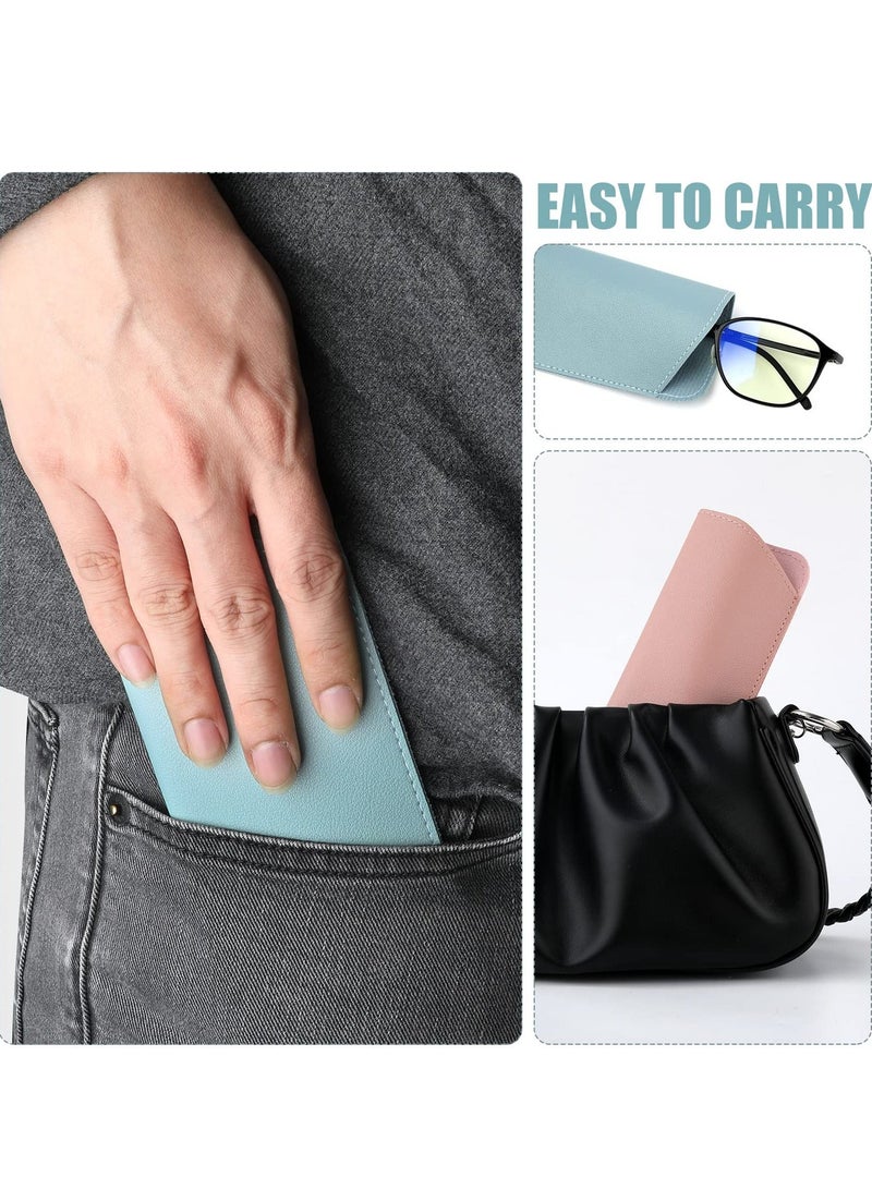 Soft Glasses Cases, 6pcs Leather Eyeglasses Case,7x3 Inch Portable Case Pouch Sunglasses for Women Men Kids Adults (6 Colors)