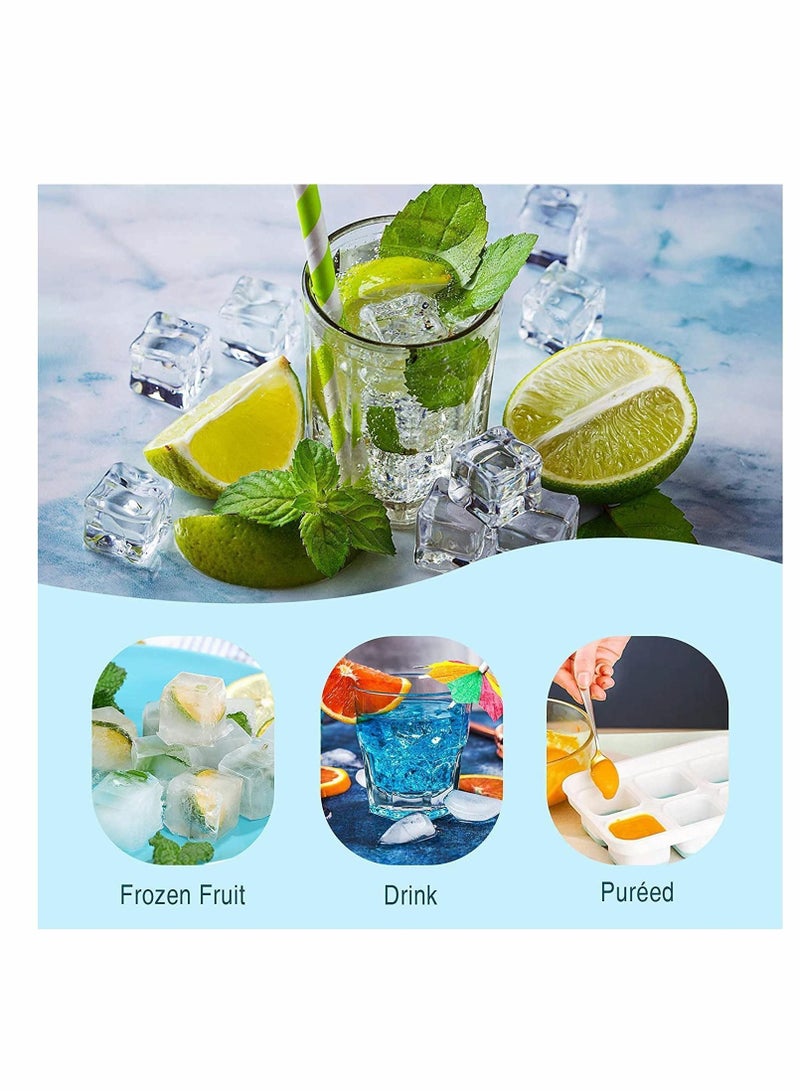 Ice Cube Trays, Easy Release Silicone Trays with Removable Lid Large Square Molds for Cocktail, Whiskey, Soda, Baby Food