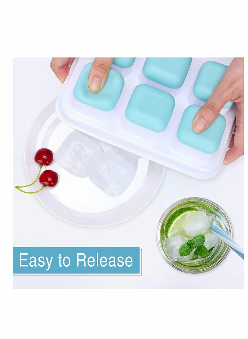 Ice Cube Trays, Easy Release Silicone Trays with Removable Lid Large Square Molds for Cocktail, Whiskey, Soda, Baby Food