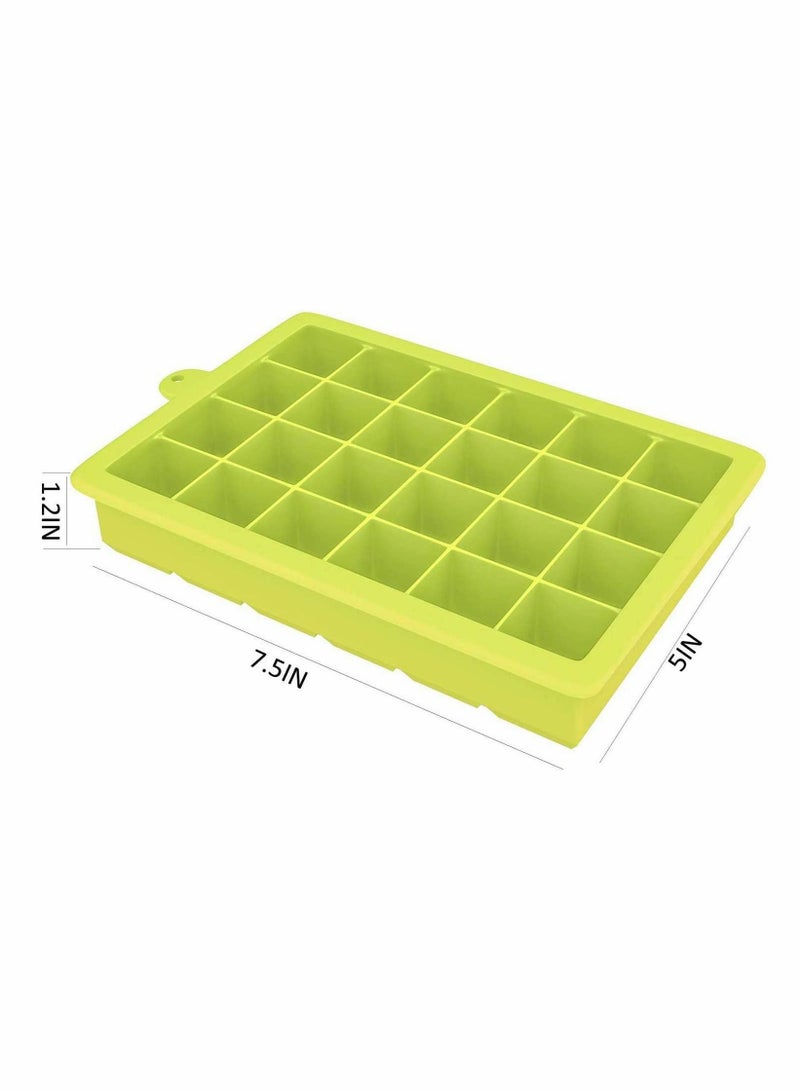 Ice Cube Trays, Easy-Release Silicone & Flexible 24-Ice Trays with Spill-Resistant Removable Lid, BPA Free, for Freezer, Stackable Covers and Dishwasher Safe 2Pcs