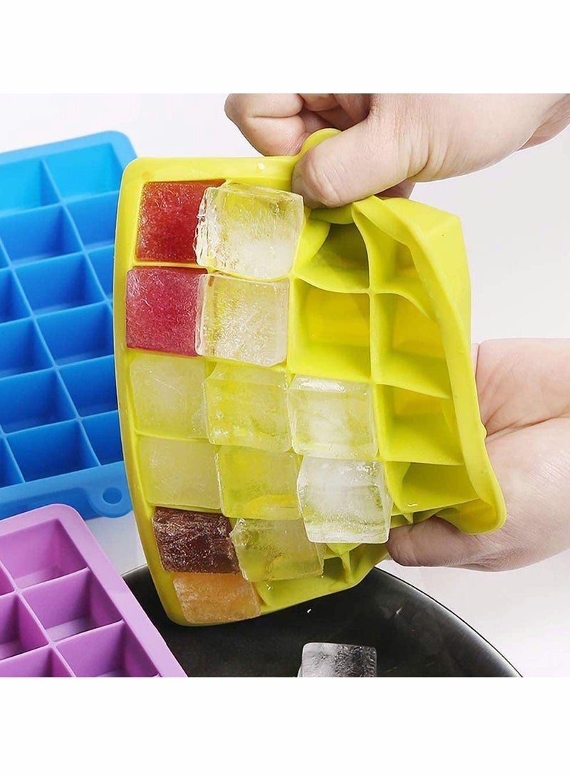 Ice Cube Trays, Easy-Release Silicone & Flexible 24-Ice Trays with Spill-Resistant Removable Lid, BPA Free, for Freezer, Stackable Covers and Dishwasher Safe 2Pcs