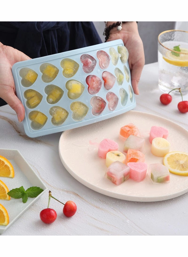 Ice Trays Silicone Cube Tray with Lid(3 Pcs)