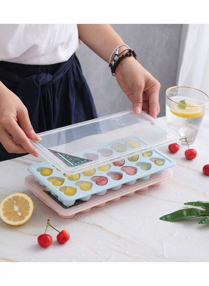 Ice Trays Silicone Cube Tray with Lid(3 Pcs)