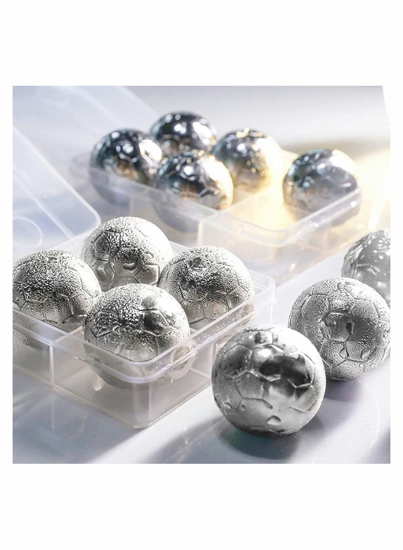 9Pack Juice Chilling Stones Stainless Steel Reusable Ice Cube Metal Ball with Tongs Set Cooling for Orange Fruit juice Cola Sparkling Drink Soda Water Drinks