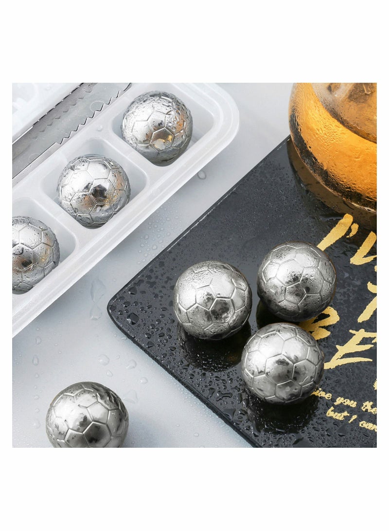 9Pack Juice Chilling Stones Stainless Steel Reusable Ice Cube Metal Ball with Tongs Set Cooling for Orange Fruit juice Cola Sparkling Drink Soda Water Drinks