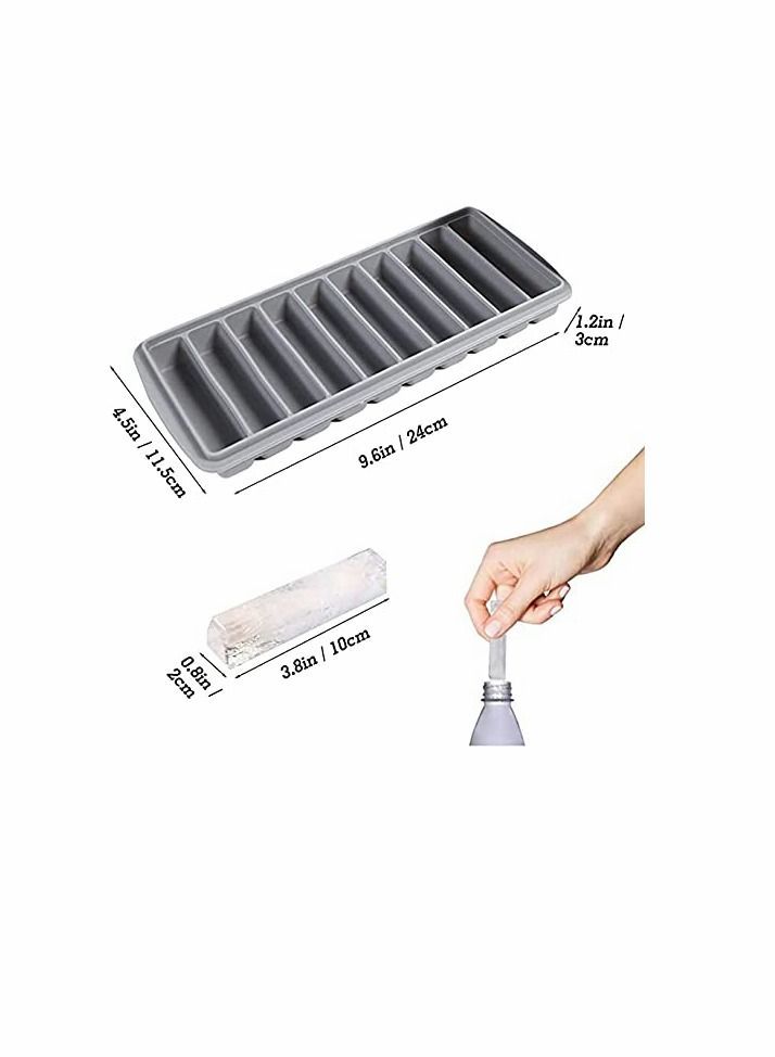 2 PCS Narrow Ice Stick Cube Trays, Long Tray Silicone with Lid, Rectangular Stick, Reusable, Flexible, Easy Release, Ideal for Sports and Water Bottles, Juice Parties