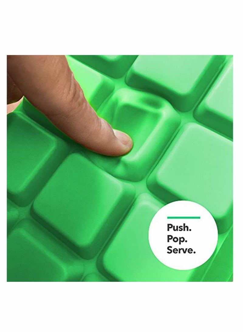 Silicone Ice Cube Trays with Plastic Lids - Set of 2 42 Small Square Cubes Covered Easy Pop Push Release Rubber Mold for Cocktails Dog Treats Water Bottles Blue Green