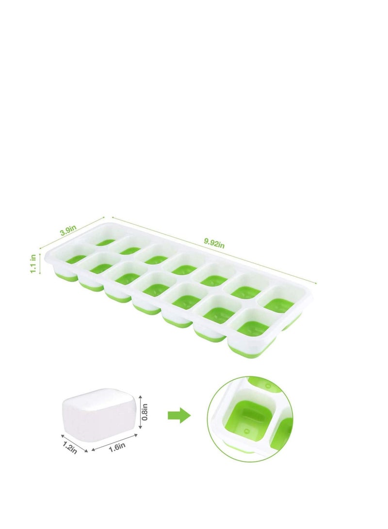 Ice Cube Trays 3 Pack Easy-Release and Flexible 14-Ice with Spill-Resistant Removable Lid, BPA free Flexable Durable Stackable Dishwasher Safe