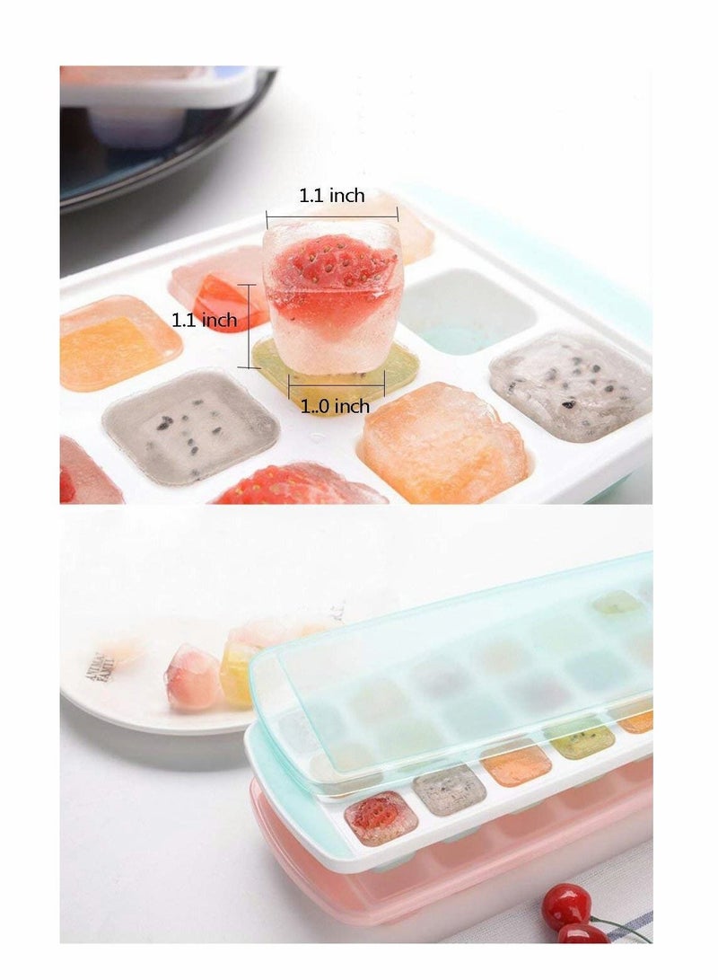 Ice Cube Trays 3 Packs Flexible Silicone with Spill-Resistant Lids Easy Release Make 63 Cube, BPA Free,Stackable,Dishwasher Safe