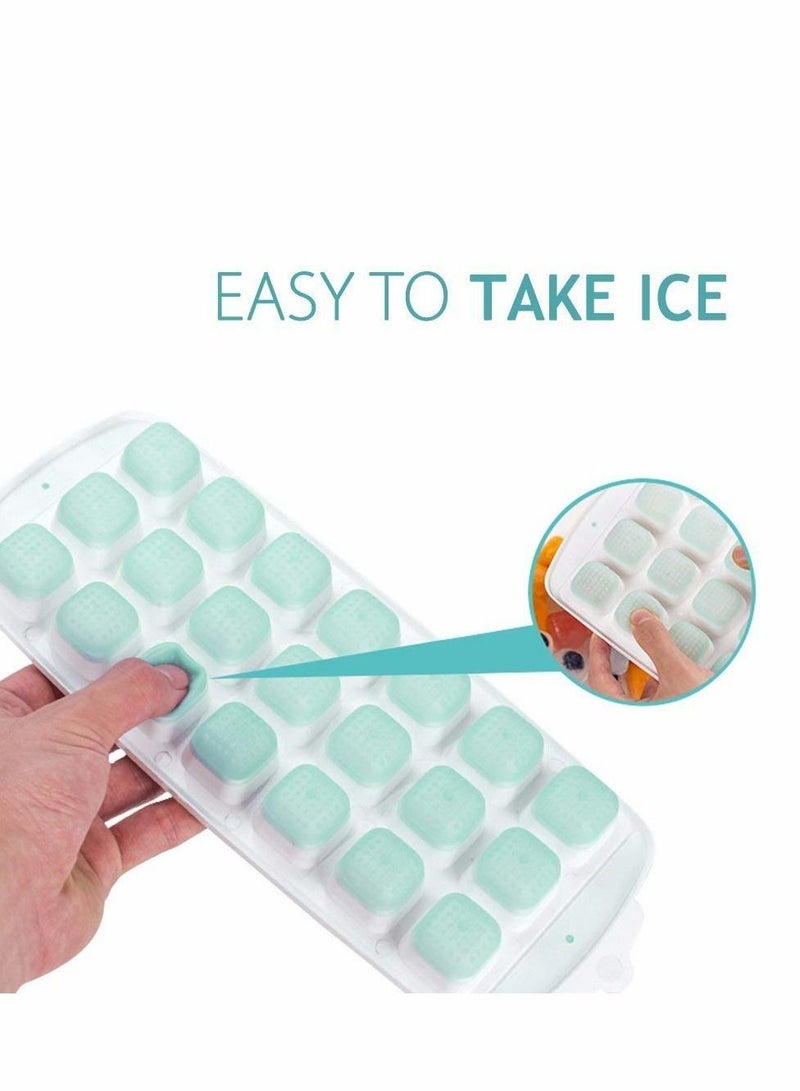 Ice Cube Trays 3 Packs Flexible Silicone with Spill-Resistant Lids Easy Release Make 63 Cube, BPA Free,Stackable,Dishwasher Safe