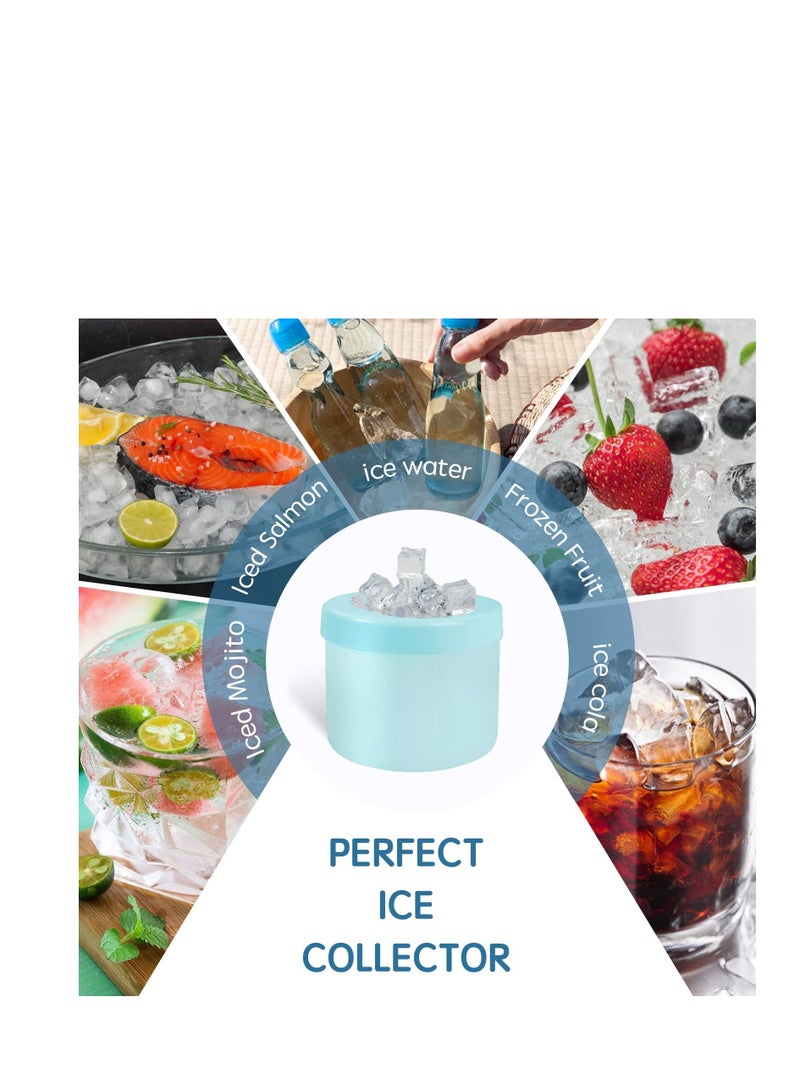 Silicone Ice Cube Maker Cup, Cylinder Mold, Decompress Lattice, Press-Type Easy-Release Tray, Suitable for Coffee, Juice, Water (Blue-Green)