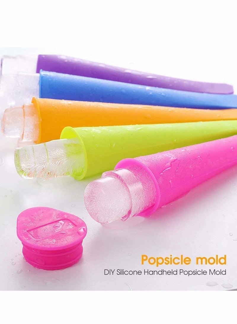 Ice Pop Molds Set, 6 Pcs Multi Colors Food Grade Silicone Popsicle with Lids DIY BPA Free Freezer Cream Moulds for Women Men Kids Lolly Maker