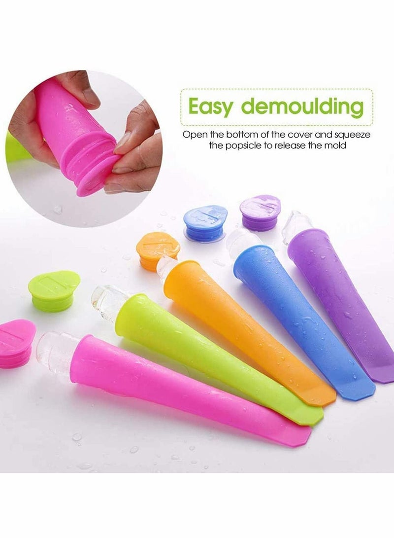 Ice Pop Molds Set, 6 Pcs Multi Colors Food Grade Silicone Popsicle with Lids DIY BPA Free Freezer Cream Moulds for Women Men Kids Lolly Maker