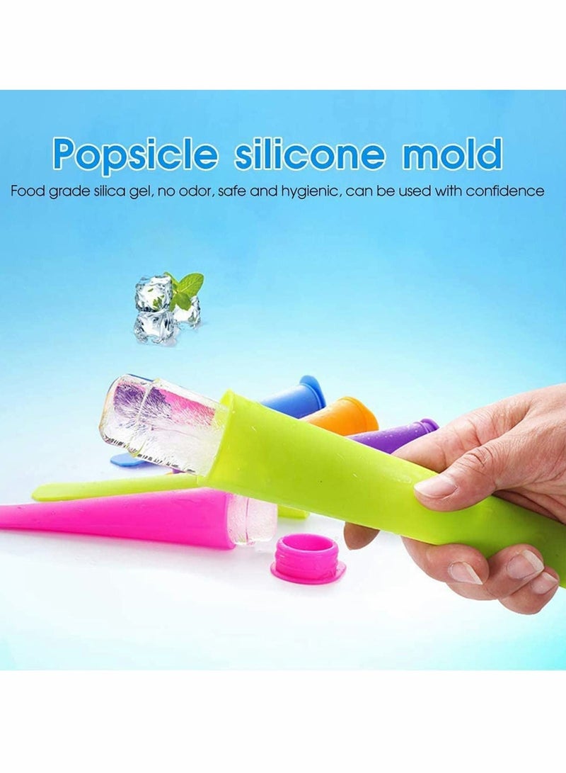 Ice Pop Molds Set, 6 Pcs Multi Colors Food Grade Silicone Popsicle with Lids DIY BPA Free Freezer Cream Moulds for Women Men Kids Lolly Maker