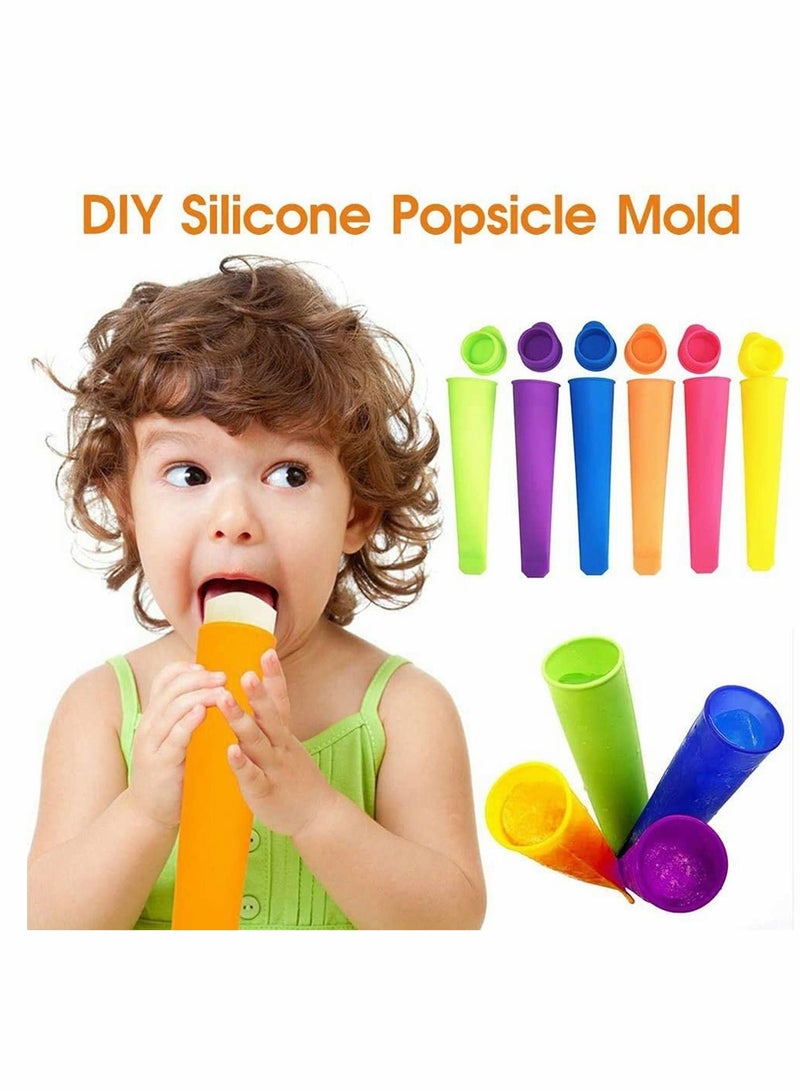 Ice Pop Molds Set, 6 Pcs Multi Colors Food Grade Silicone Popsicle with Lids DIY BPA Free Freezer Cream Moulds for Women Men Kids Lolly Maker