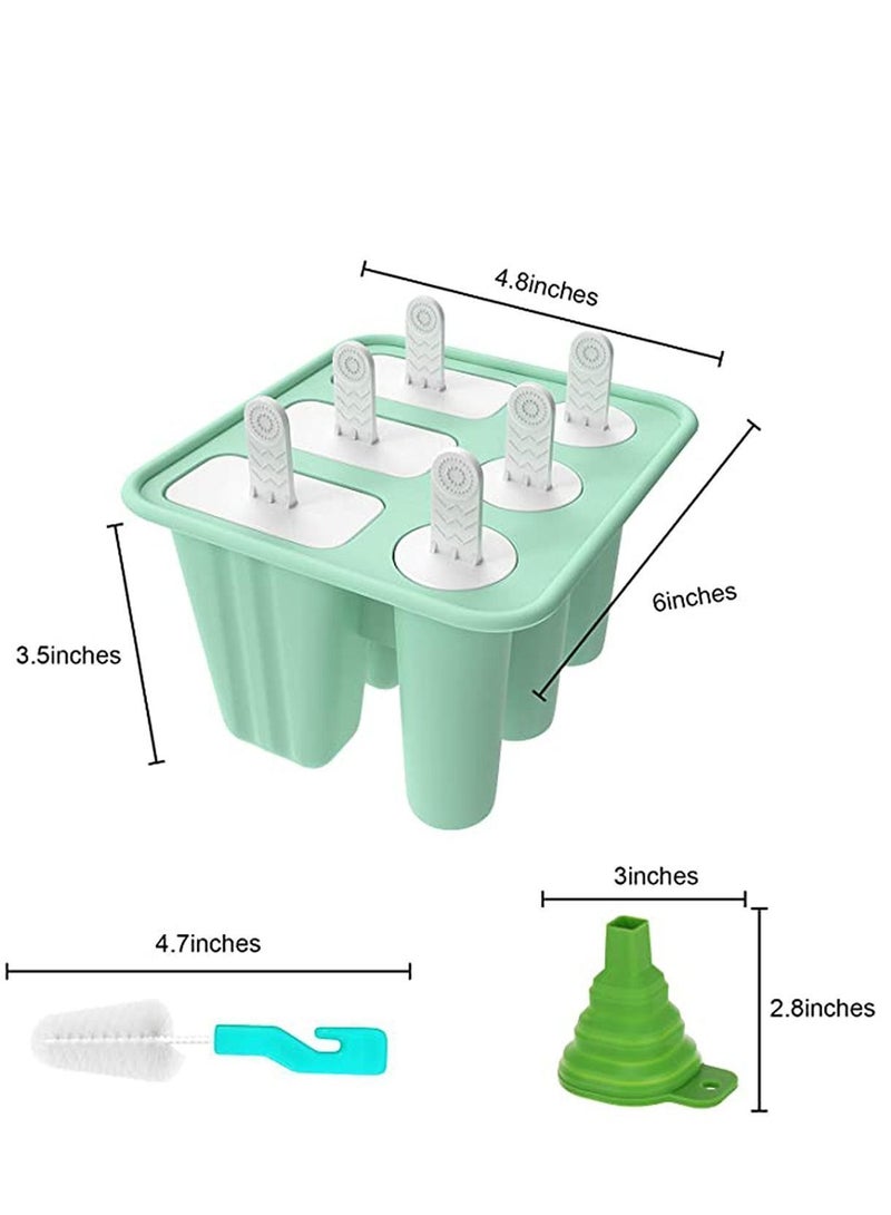 6 Cavities Popsicle Molds, Reusable Maker Easy Release Ice Pop Molds Silicone