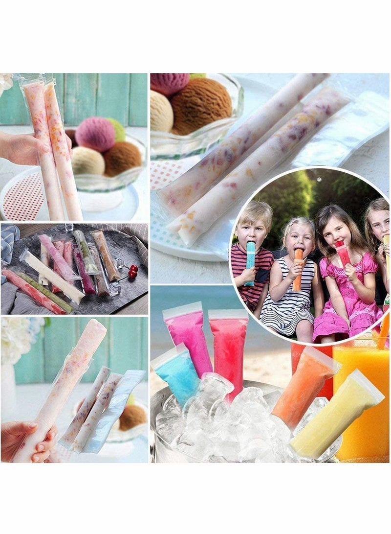 100 Disposable Ice Popsicle Mold Bags with Funnel, for Healthy Snacks, Juice & Fruit Smoothies