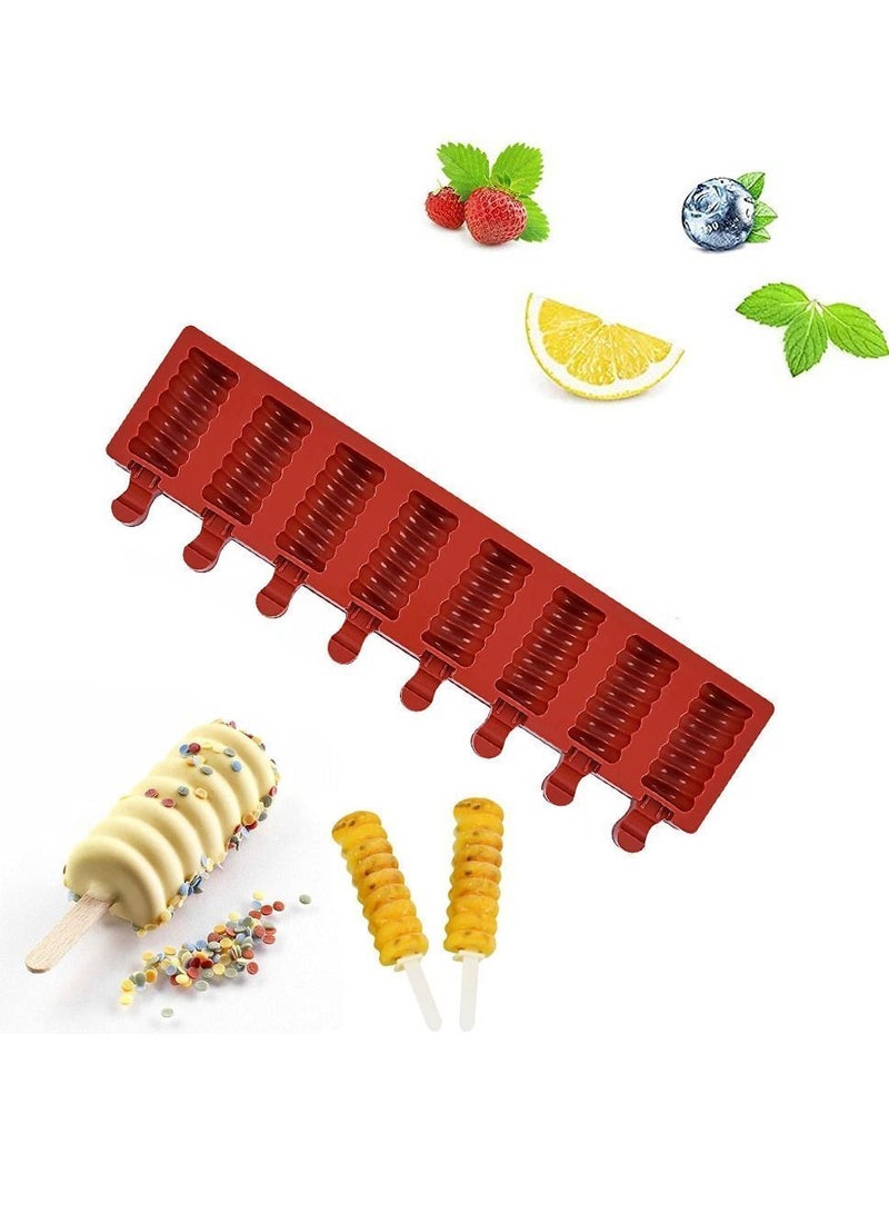 Silicone Popsicle Moulds, 8 Cavities Ice Cream BPA Free Moulds for Kids, Reusable Pop Easy Release Maker Mould Home Office