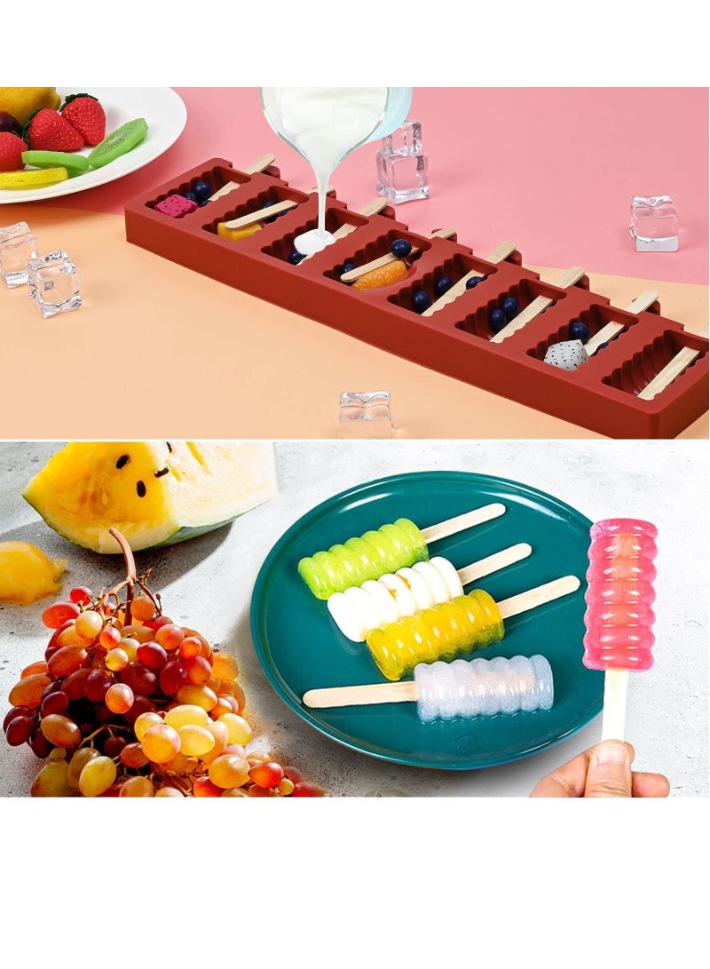 Silicone Popsicle Moulds, 8 Cavities Ice Cream BPA Free Moulds for Kids, Reusable Pop Easy Release Maker Mould Home Office