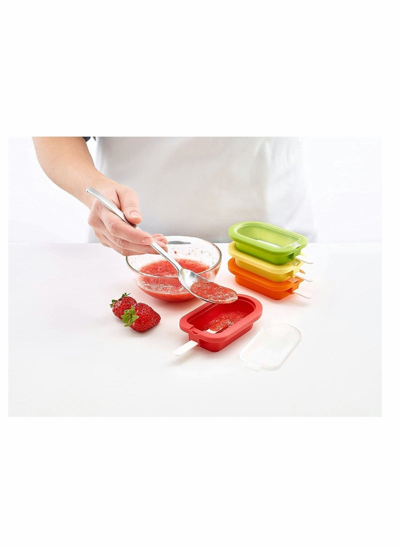 Stackable 4 Pieces Popsicle Mould, One Size, Reusable Ice Pop Molds With Sticks, Easy Release & Clean for Family /Multicolour