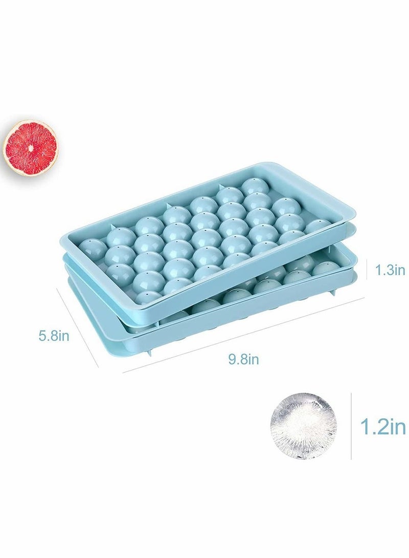 Round Ice Cube Tray Silicone, Ball Mold Make for Freezer, Easy Release, Mini Circle Making Sphere Chilling Frozen Treats, Tea & Coffee (2 Packs Blue)…