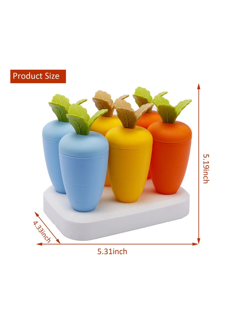 Popsicle Molds, Reusable Easy Release Ice Pop Make Homemade Cream Make, for DIY Cartoon Shape, PBA Free, Cute Radish (6 PCS)