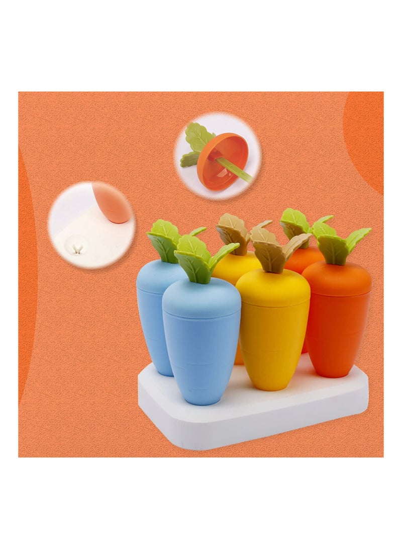 Popsicle Molds, Reusable Easy Release Ice Pop Make Homemade Cream Make, for DIY Cartoon Shape, PBA Free, Cute Radish (6 PCS)