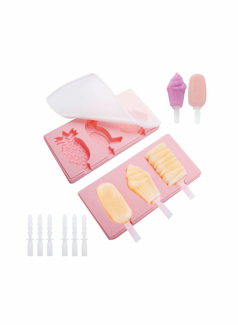 Ice Lolly Moulds - Silicone Cream Mould Reusable Popsicle Molds Set Non-Spill Lollies Makers DIY Pop for Kids Adults