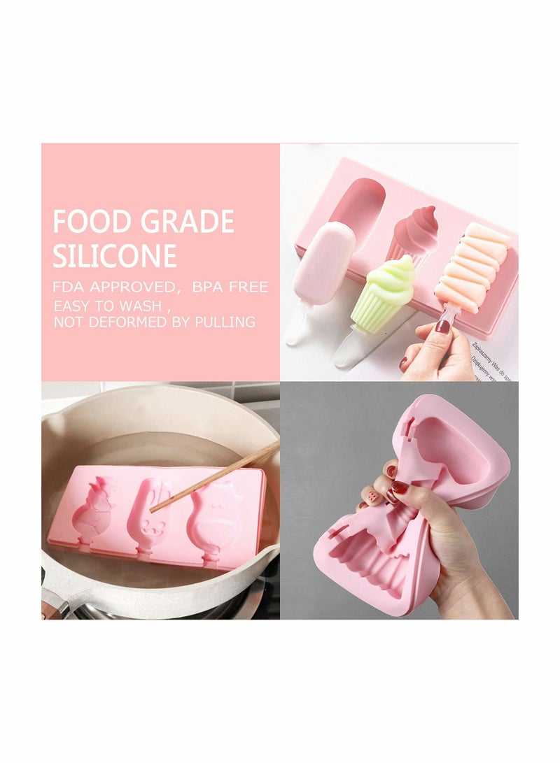 Ice Lolly Moulds - Silicone Cream Mould Reusable Popsicle Molds Set Non-Spill Lollies Makers DIY Pop for Kids Adults